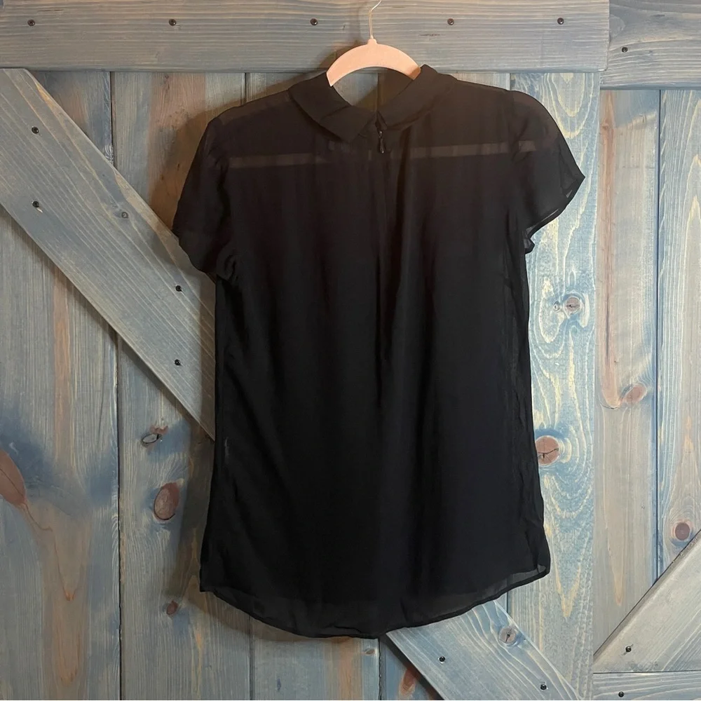 Reformation RARE F*ck Off Embroidered Collar Black Sheer Top - Picture 4 of 5